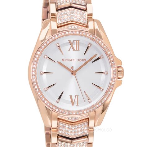 Michael Kors Whitney Womens Rose Gold Glitz Watch, White 